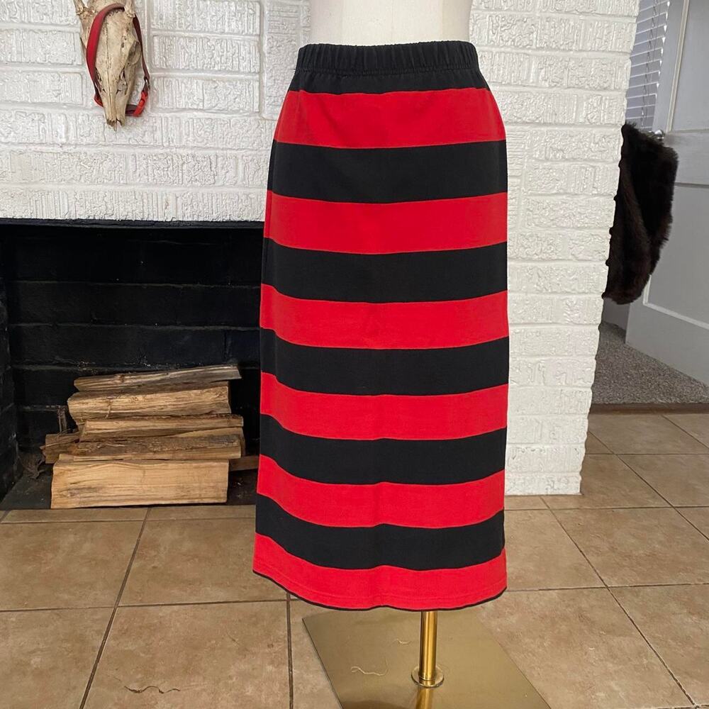 Vintage 90s red striped midi skirt